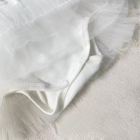 back miniベロアリボンチュールロンパース(1060)