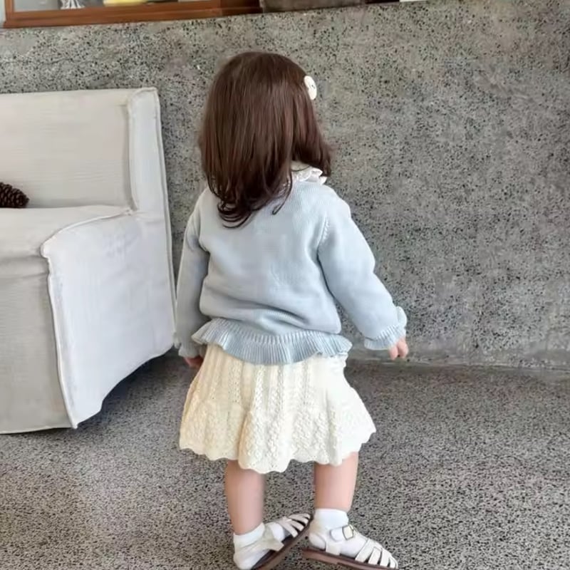 moss green/ivory かぎ針編みニットスカート(1590) | こどもふく moc