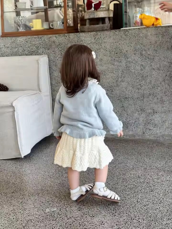 moss green/ivory かぎ針編みニットスカート(1590) | こどもふく moc