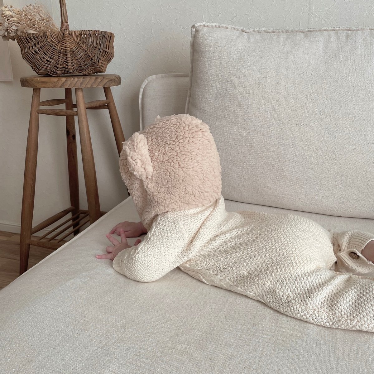 前ボタンケーブルニットロンパース(1522) | こどもふく moco kids