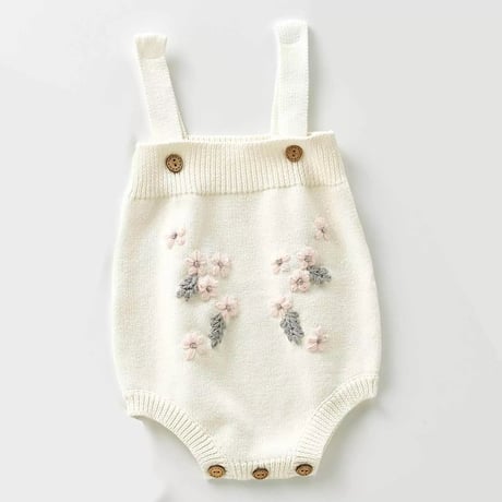 ニットピンクフラワー刺繍カーディガンorサロペット(1401)