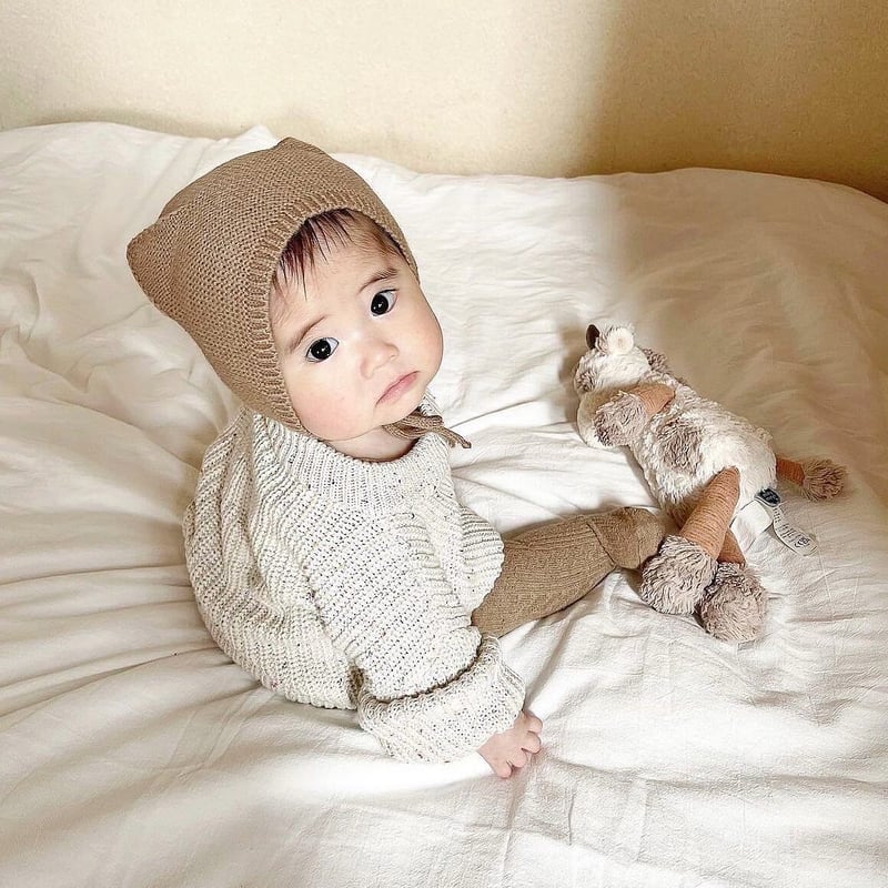 ねこ耳ニットボンネット(220) | こどもふく moco kids ねこ耳ニットボンネット(220) | こどもふく moco kids