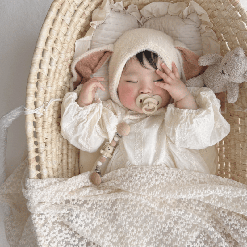 即納あり◇うさ耳ふんわりロング耳ボンネット(219) | こどもふく🧸mocokids