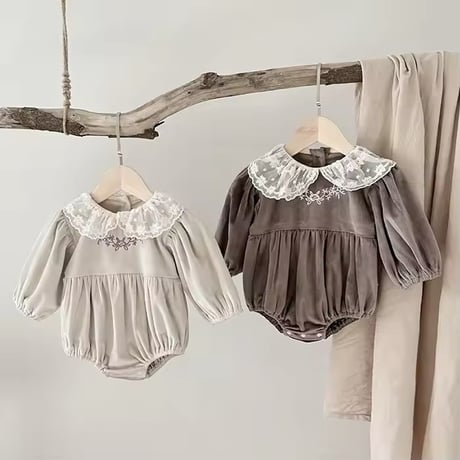 lace collarフランネルロンパース(765)