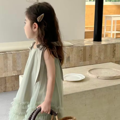 kids pink / mint ショルダーリボンAラインチュチュドレス(4154)