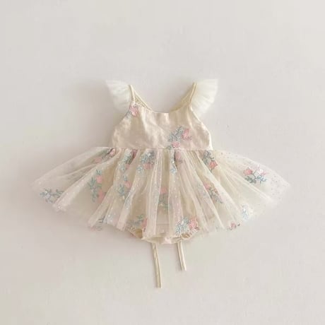 2color フローラルミニヨンドットレースキャミロンパースドレス(900)