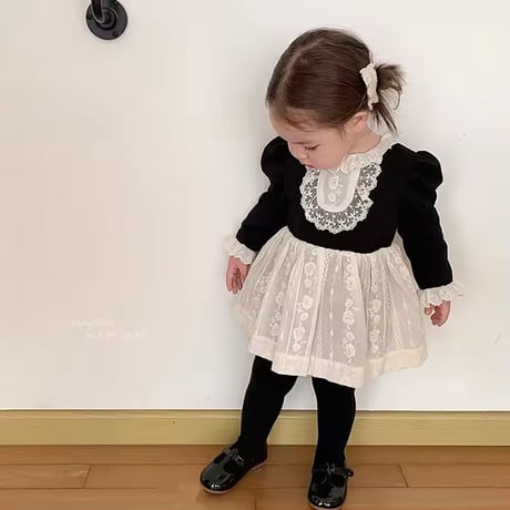 jennybebe blackメイド風スカートロンパース(1162)