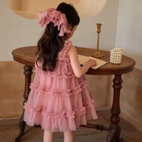 kids 4color 4-tier frillキャミチュールドレス(1228)