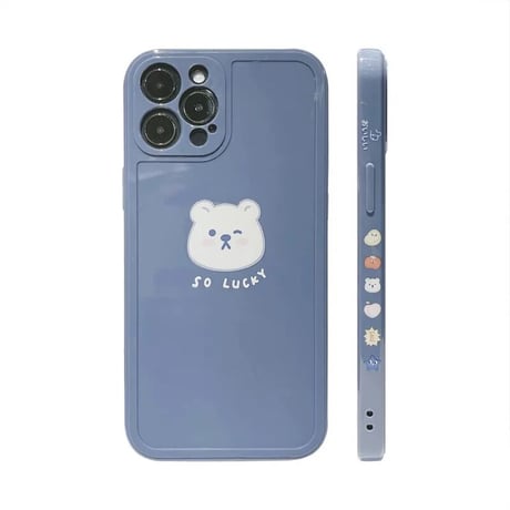 しろくま×ブルーサイドパターンiPhoneケース(1624)