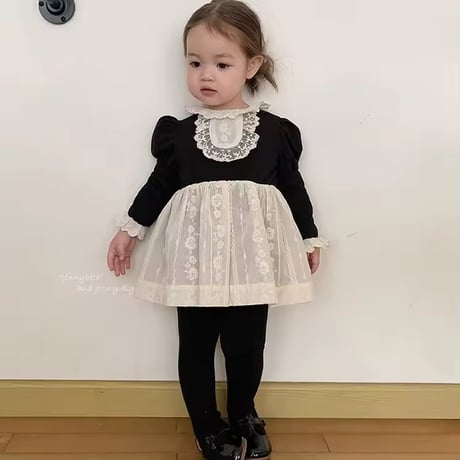 jennybebe blackメイド風スカートロンパース(1162)