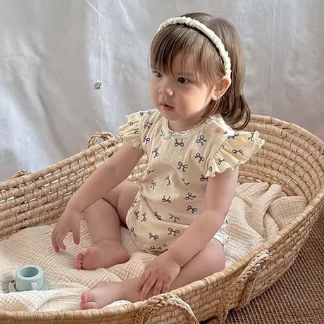 baby girl ショルダーフリルロンパース(2200)