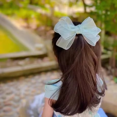 4color リボンシフォンチュールヘアクリップ(1530)