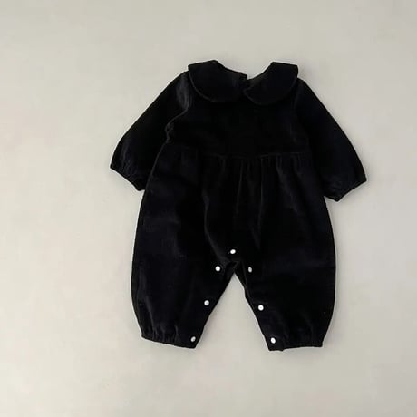 コーデュロイ丸襟ロング丈ロンパース(3381)