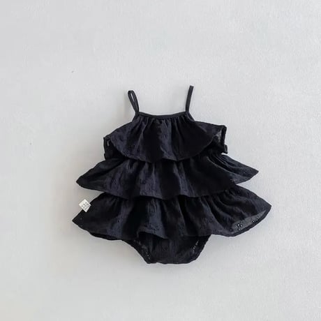 black / whiteレイヤーアイレットキャミロンパース(4146)
