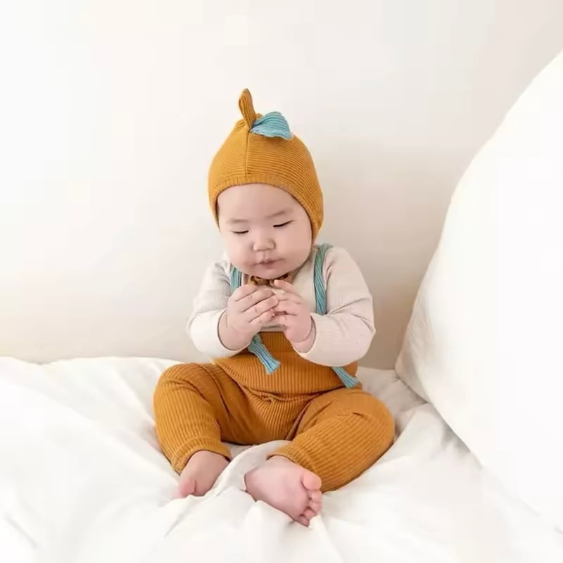 5color 葉っぱ付きリブボンネット(728) | こどもふく moco kids