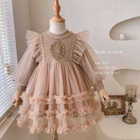 kids luxury long sleeve ラメドレス(3325)