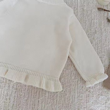 momo babyblue/ivory hemメローニットカーディガン(1405)