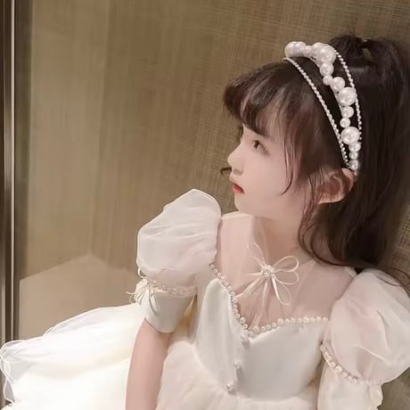 デコルテシースルーパフスリーブクラシックドレス(1555)