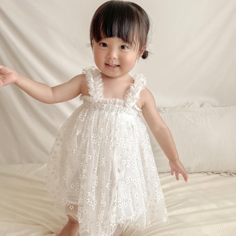 6color white flowerチュールドレス(328)