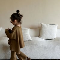 kids brownワッフルフレアデザインセットアップ(3307)