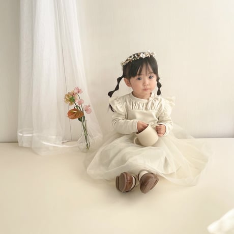 kids フリルフレンチチュール切替ワンピース(4000)
