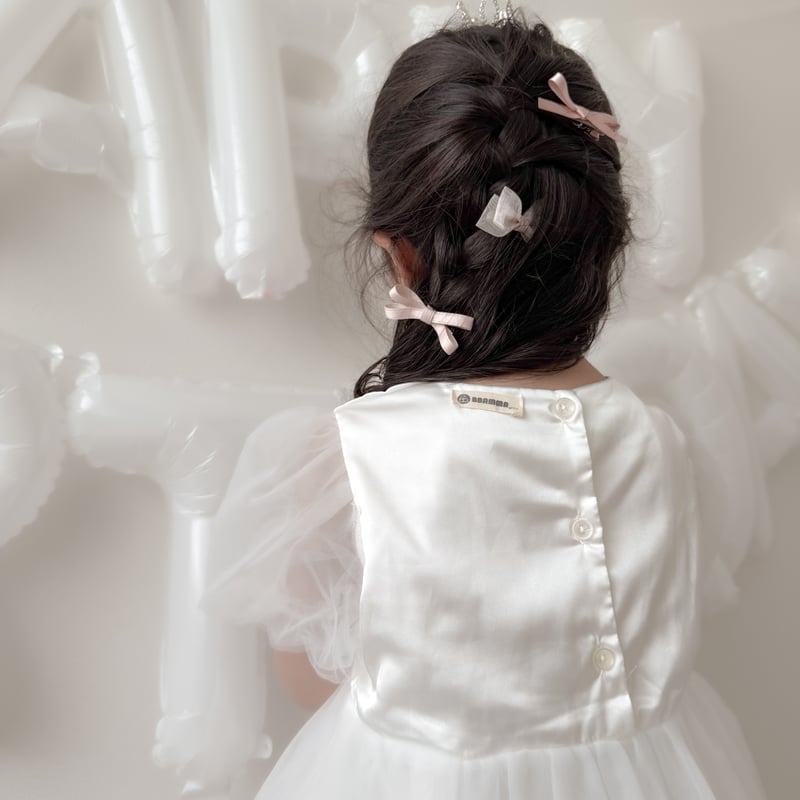 ホワイトドレス チュールパフスリーブ ホワイトパフスリーブチュールドレス(2700) | こどもふく moco kids