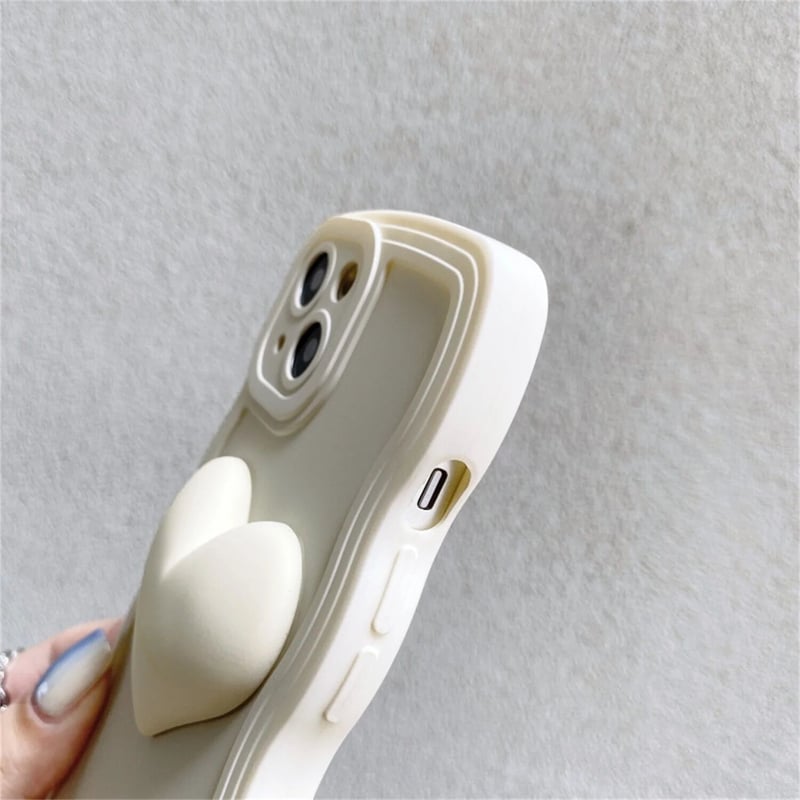 うねうねぷっくりハート×ストラップ付きシリコンiPhoneケース