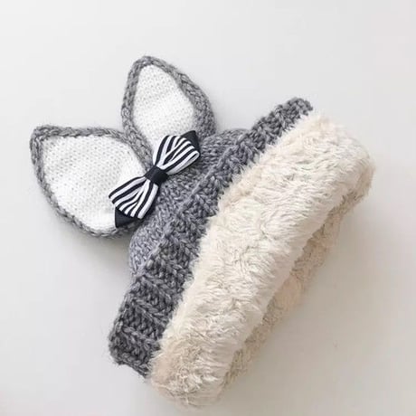 うさ耳りぼんニット帽(104)