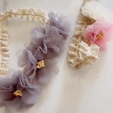 3color flowerヘッドバンド(407)