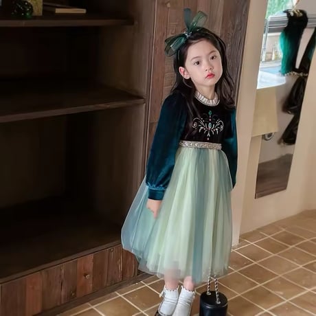 kids winterアナ風コスプレドレス(752)