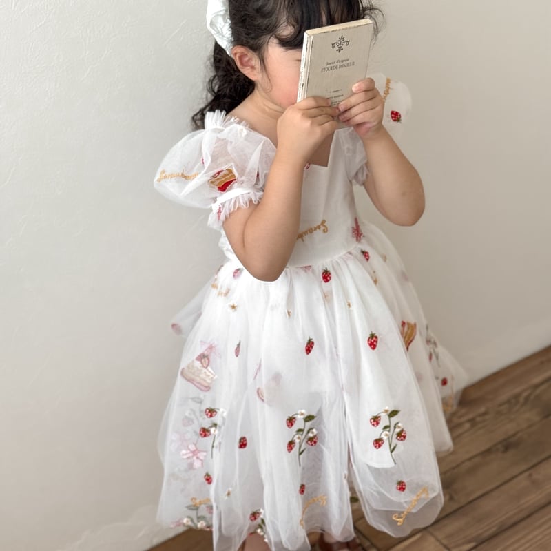 姉妹お揃いストロベリーショートケーキロンパースorワンピースドレス