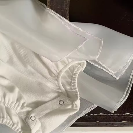 white/black 姉妹お揃いノースリーブコットンフリルシフォンワンピースorワンピース(1404)