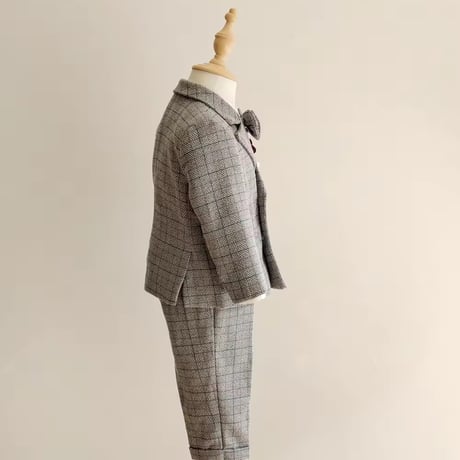 camel/gray ツイードジャケットフォーマルスーツ(989)