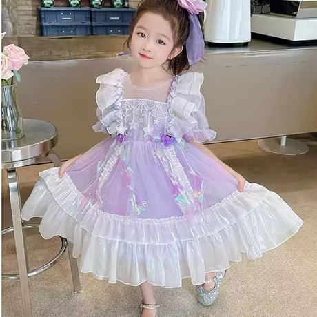 kids purple/ whiteアイドルグレープドレス(645)