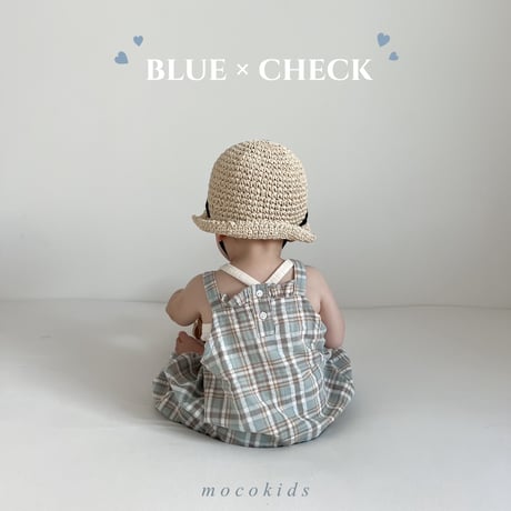 pastel blue BIG/smallチェックキャミオーバーオール(4150)