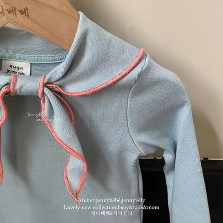 jennybebe 3color リボンデザインバイカラートップス(735)