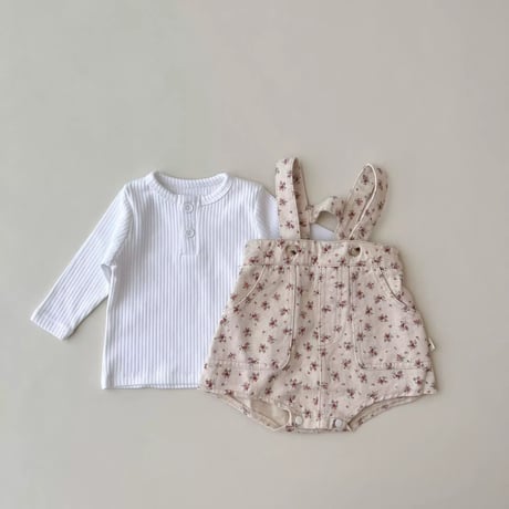 フローラルハイウエストサス付きパンツorリブTシャツ(2306)
