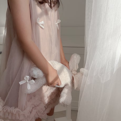 kids pink/white ミニリボンAラインチュチュドレス(826)
