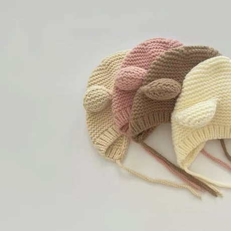 8color くま耳かぎ針編みニットボンネット(708)