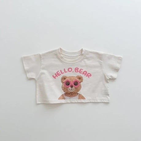 即納あり◆クロップド丈サングラスくまtシャツ(4128)