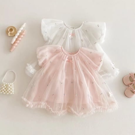 petit cherry Aラインチュールワンピース(1138)