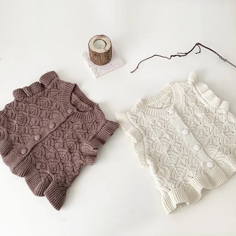 ホワイトコットンフリルベスト セール】フリルニットベスト（ベスト）｜mystic（ミスティック