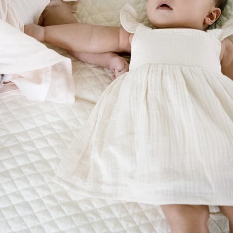kids linen natural スクエアネックワンピース(4088)