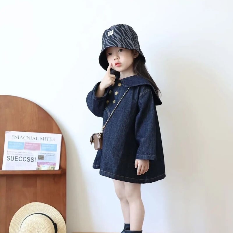 デニムダブルボタンワンピース(3326) | こどもふく🧸mocokids