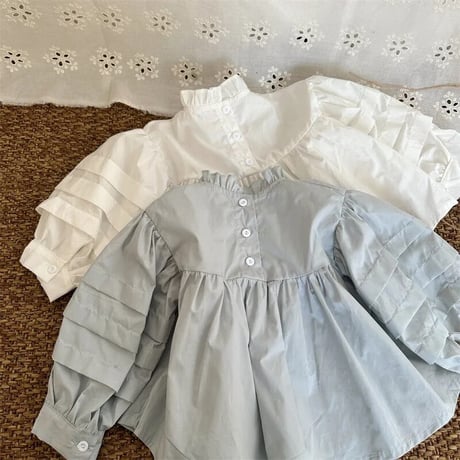 white / light blueぽわん袖ブラウス(4024)
