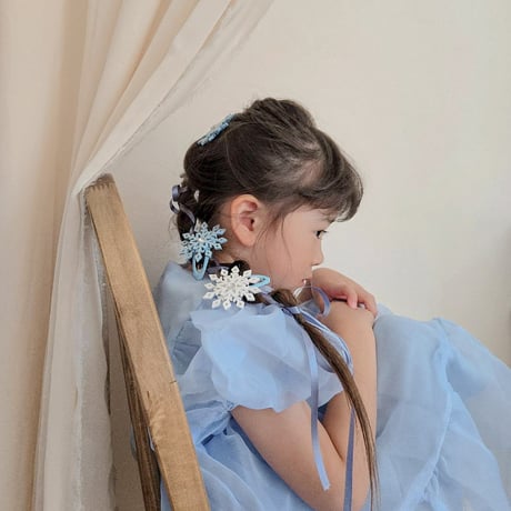 kids ice blue/pinkシフォンチュールドレス(1562)