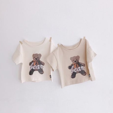 即納◆Bear半袖Tシャツorギンガムチェックパンツ(1116)
