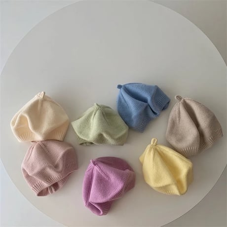 即納あり◆9color パステルカラーニットベレー帽(1414)