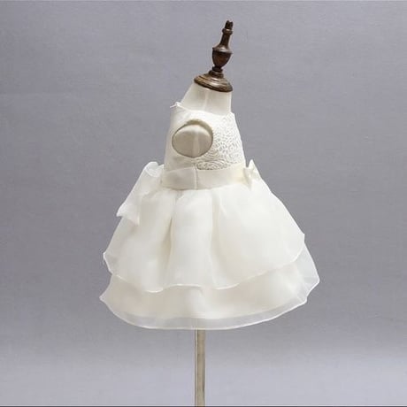 ウエスト切替ホワイトシフォンドレス(015)