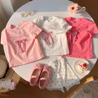 kids redギンガムチェックレースリボントップス(2283)